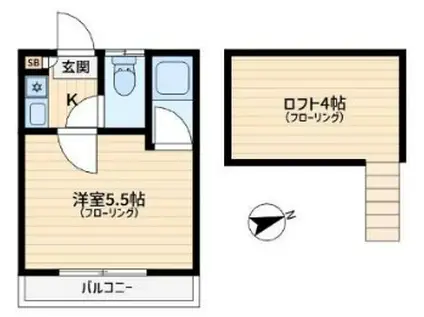 フォレスト赤羽(1K/2階)の間取り写真