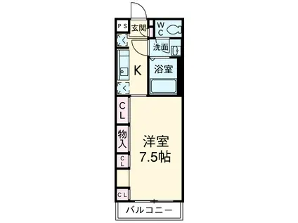 リブリ・鶴瀬(1K/1階)の間取り写真