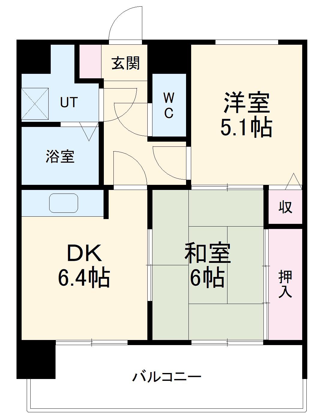 サンデンハイツ金山(2DK/4階)の間取り写真