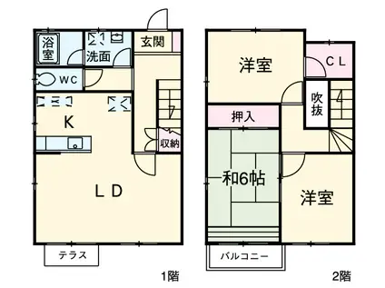 タウン三好ヶ丘(3LDK)の間取り写真