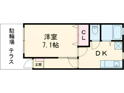 エルムⅡ(1DK/1階)の間取り写真