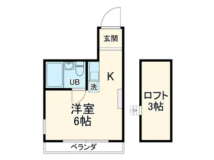カレッジ志木(ワンルーム/2階)の間取り写真