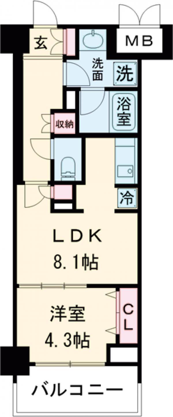 ミリアレジデンス大岡山(1LDK/2階)の間取り写真