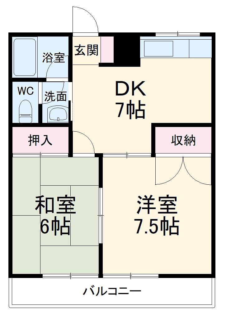 サンヒルズ柏(2DK/3階)の間取り写真