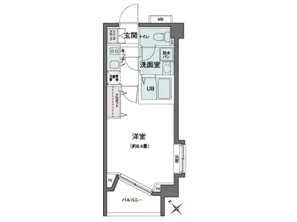 エコロジー都立大学レジデンス(1K/2階)の間取り写真