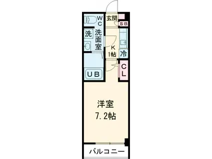エコロジー都立大学レジデンス(1K/5階)の間取り写真