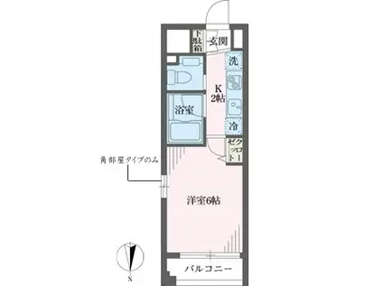 ベルファース大宮(1K/2階)の間取り写真