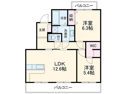 キーミハイツA(2LDK/1階)の間取り写真