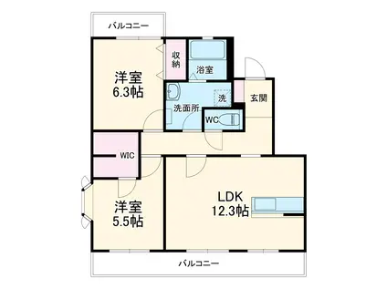 キーミハイツA(2LDK/2階)の間取り写真