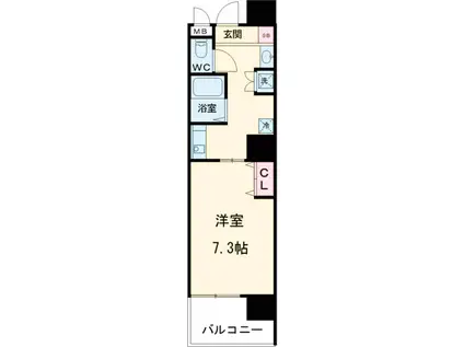 ベルグレードA(1K/10階)の間取り写真