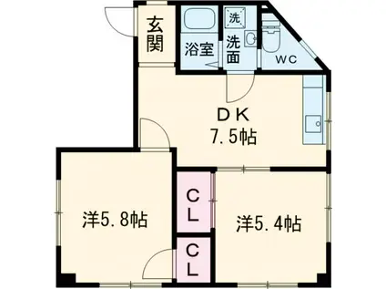 塚本ビル(2DK/5階)の間取り写真