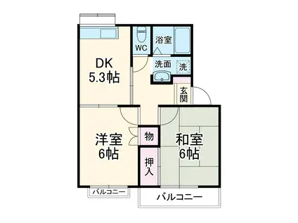 エクセル宮原(2DK/2階)の間取り写真