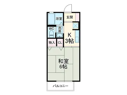 キャッスルⅡ(1K/1階)の間取り写真