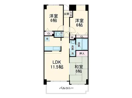 ブリリアント(3LDK/4階)の間取り写真