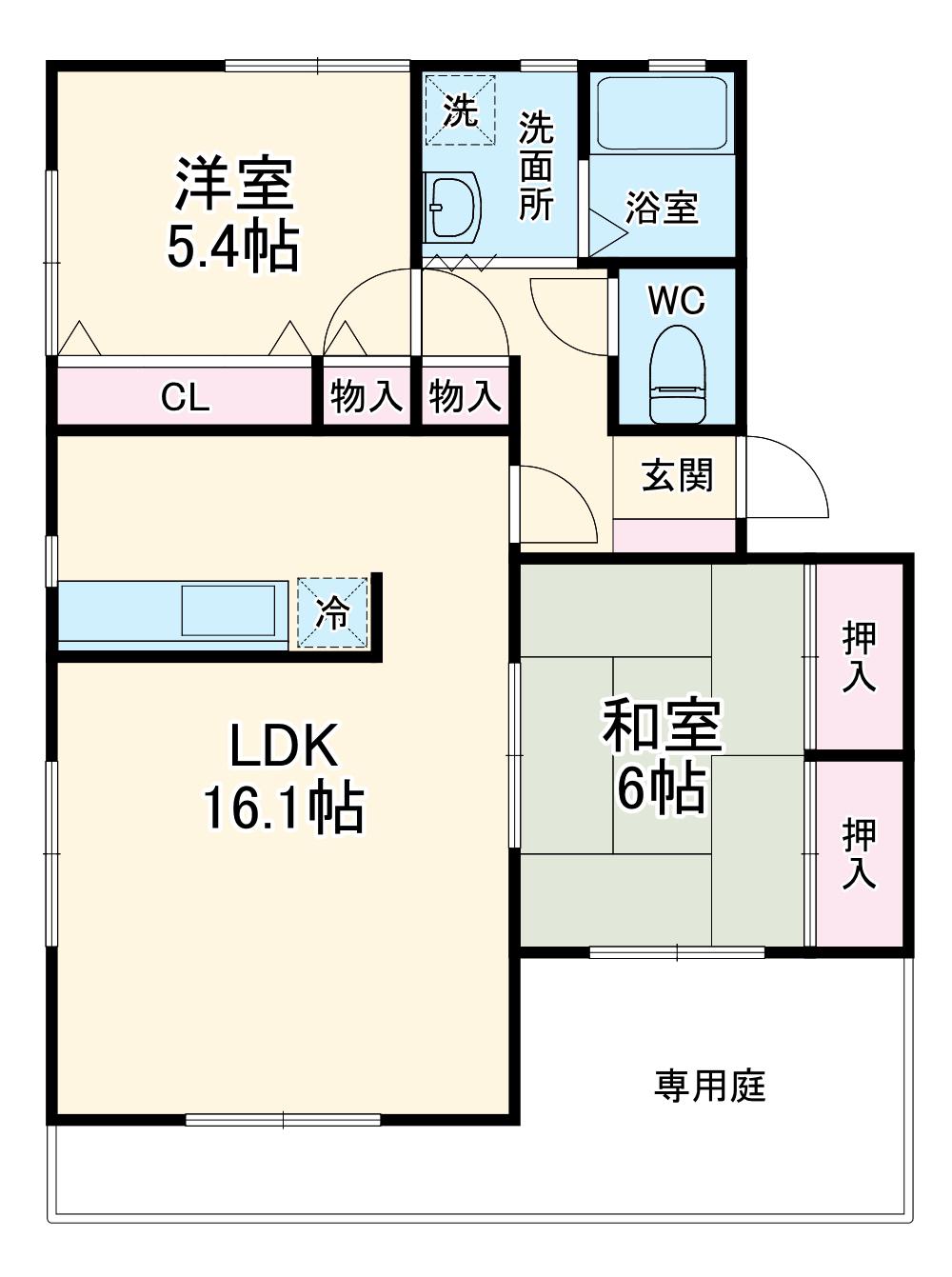 メゾンショコラ(2LDK/1階)の間取り写真