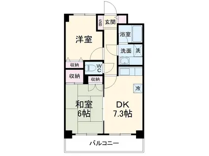 コスモ横浜大通公園(2DK/3階)の間取り写真