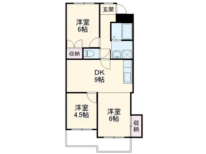 マリンハイツ(2LDK/3階)の間取り写真