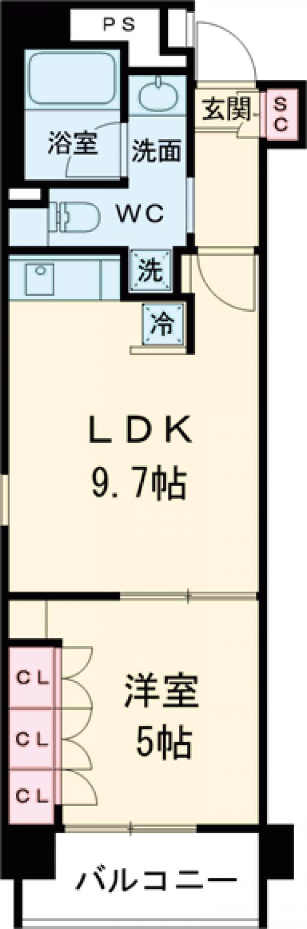 コンフォリア西麻布(1LDK/3階)の間取り写真