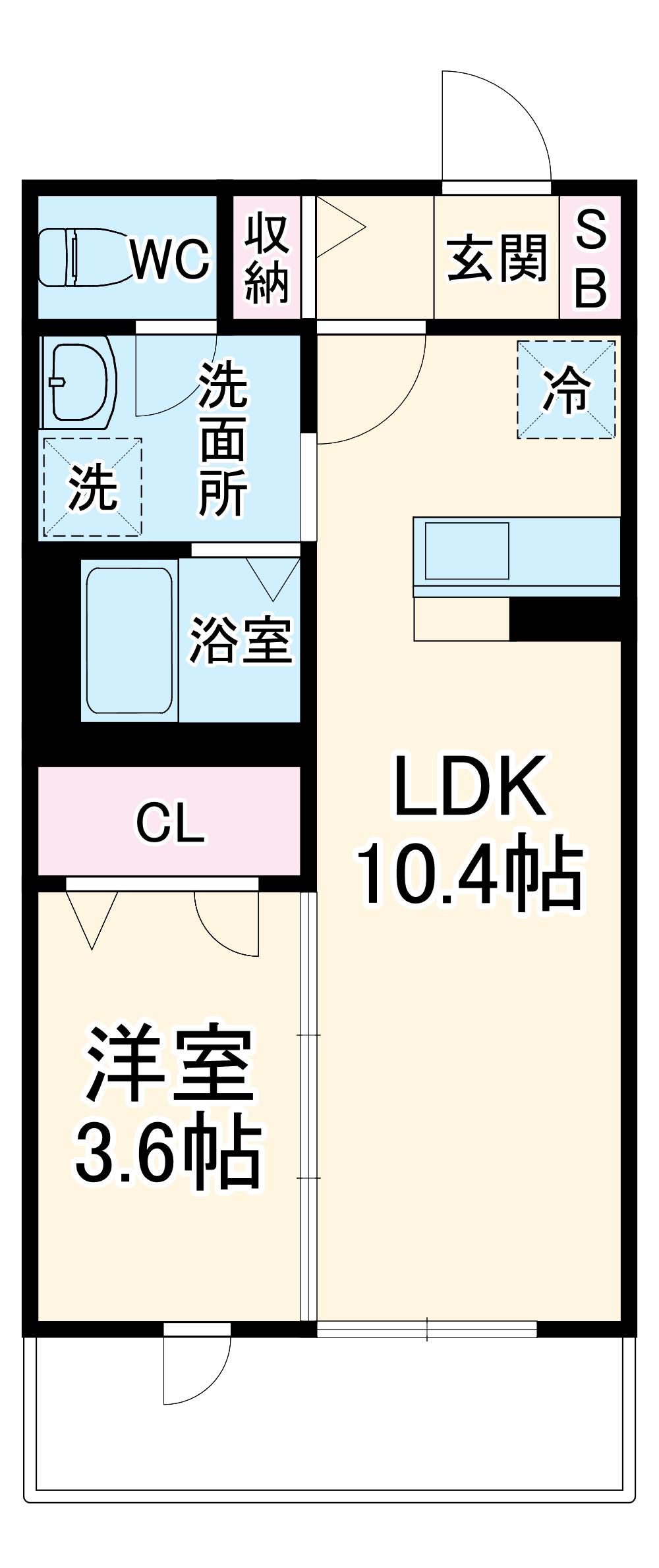 フェニックス浦和北(1LDK/3階)の間取り写真