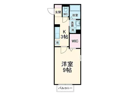 シャインローズ(1K/2階)の間取り写真