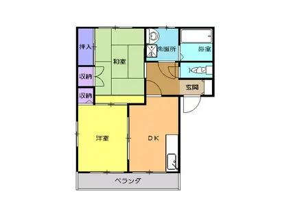 ユアーズF(2DK/1階)の間取り写真