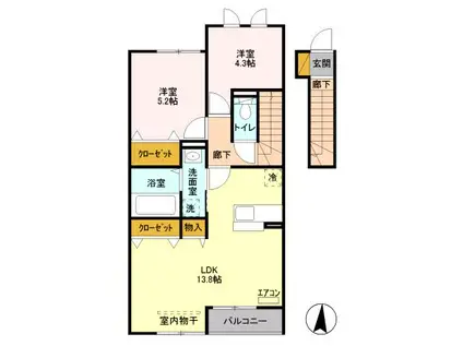 エクセレンテ(2LDK/2階)の間取り写真