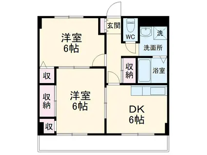 シャトーホソダB(2DK/3階)の間取り写真