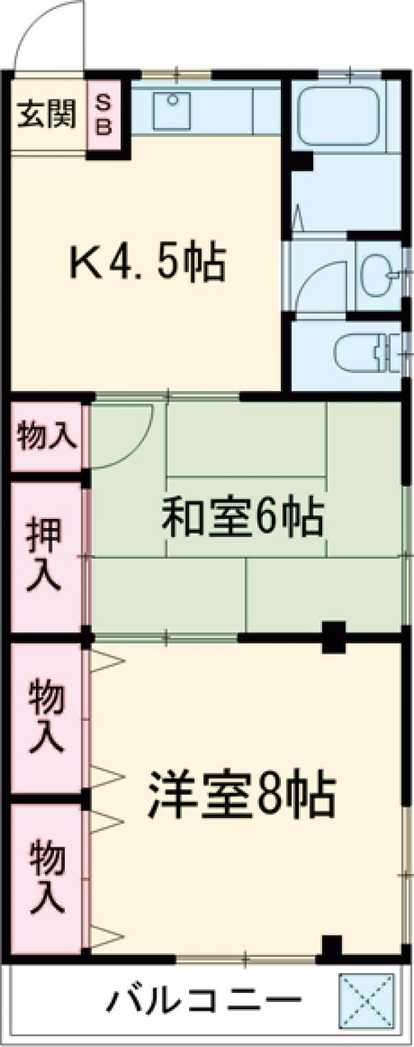 稲付ハイツ(2K/2階)の間取り写真