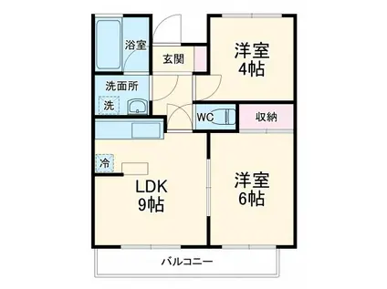 ヴィンテージ桜木町(2LDK/2階)の間取り写真