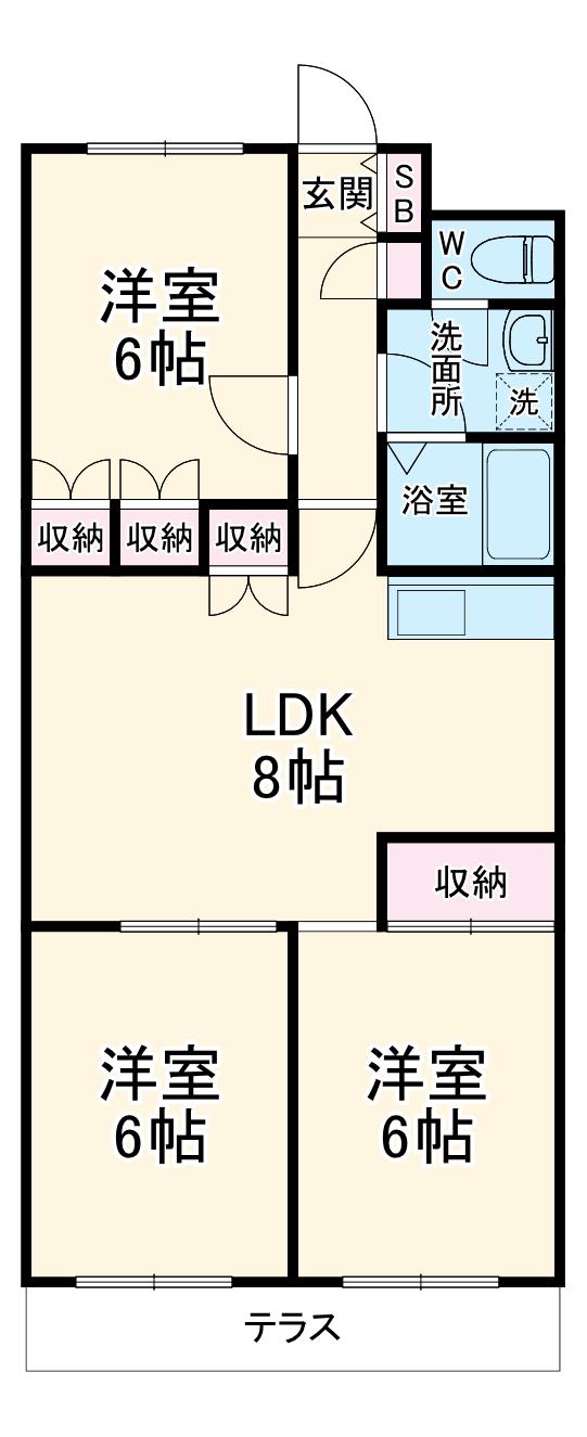 ひまわりマンション(3DK/1階)の間取り写真