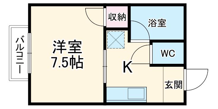 シェーネハイムⅡ(1K/2階)の間取り写真