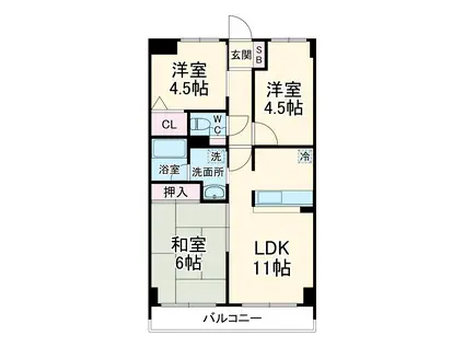 ファーストシティ大宮(3LDK/6階)の間取り写真