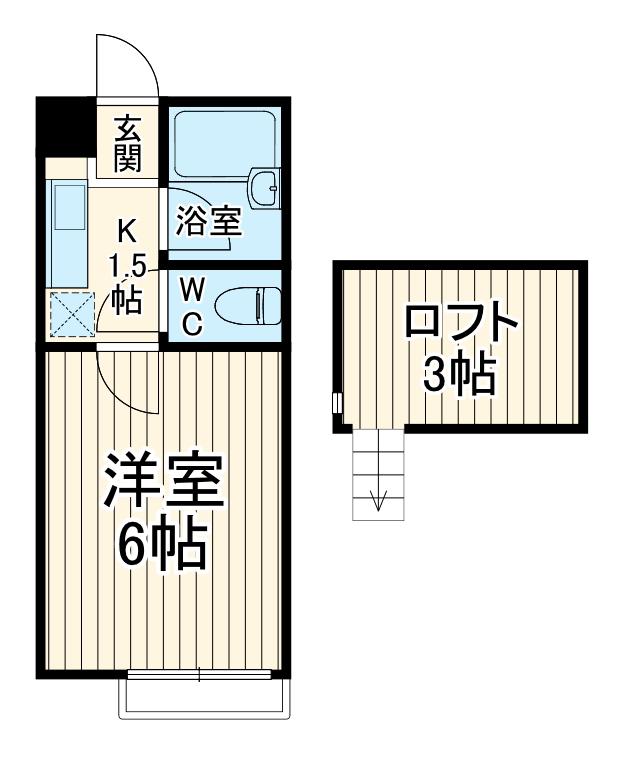 シルキーハウス(1K/1階)の間取り写真