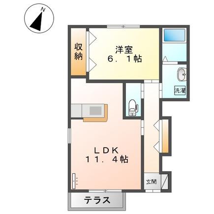 カーサ・コスモ(1LDK/1階)の間取り写真