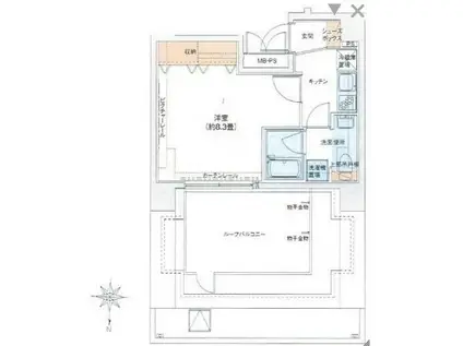 ドルチェ東京赤羽(1K/8階)の間取り写真