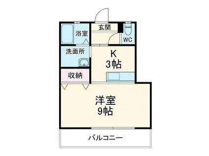 BLUE-WAVE(1K/2階)の間取り写真