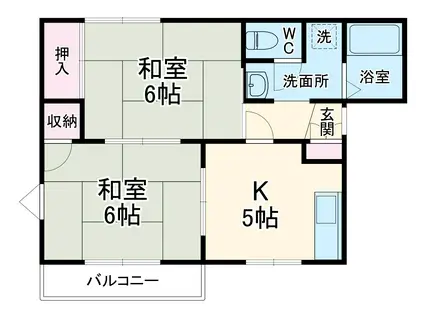 グリーンハウス尾﨑A(2DK/2階)の間取り写真