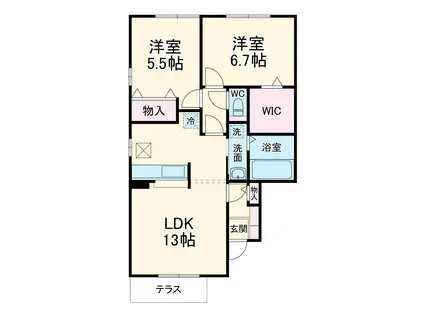 グリーンスクエア A(2LDK/1階)の間取り写真