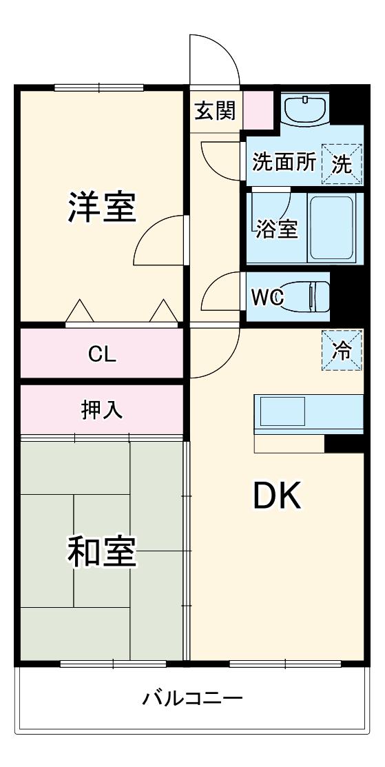 エスポア(2DK/2階)の間取り写真