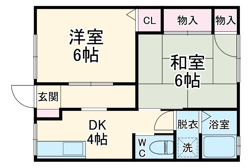 コウサンハイツⅠ富士見台(2DK/1階)の間取り写真