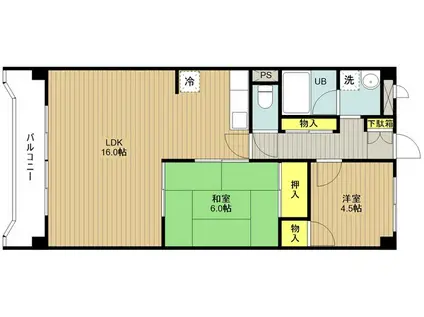 グランパレスダイトー(2LDK/2階)の間取り写真