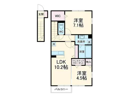 コートプラセール B(2LDK/2階)の間取り写真