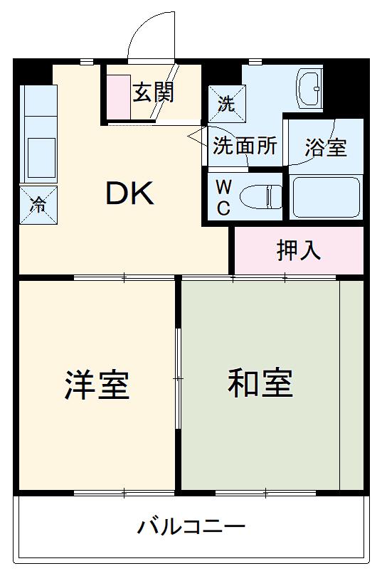 リヴィエールⅡ(2DK/3階)の間取り写真