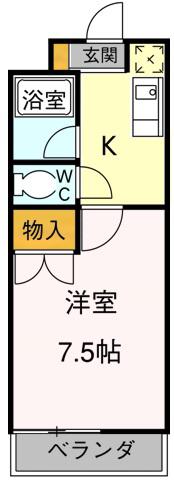 愛知環状鉄道 愛環梅坪駅 徒歩16分 4階建 築34年(1K/2階)の間取り写真