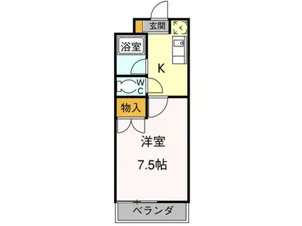 愛知環状鉄道 愛環梅坪駅 徒歩16分 4階建 築33年(1K/2階)の間取り写真