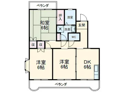 グランドゥール芹が谷(3DK/4階)の間取り写真