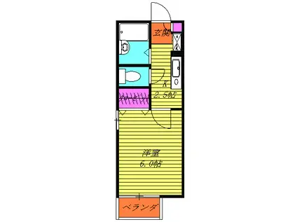 セジュール アライ(1K/2階)の間取り写真