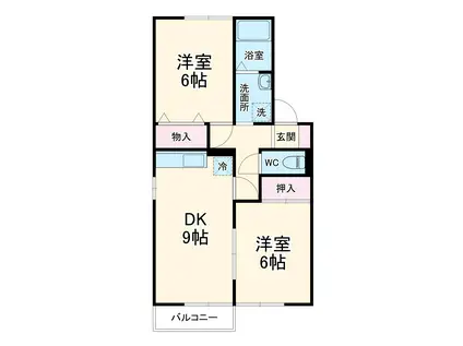 ヴィラアルテミス(2LDK/2階)の間取り写真