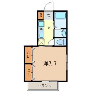 ラヴィーニュⅡ(1K/1階)の間取り写真