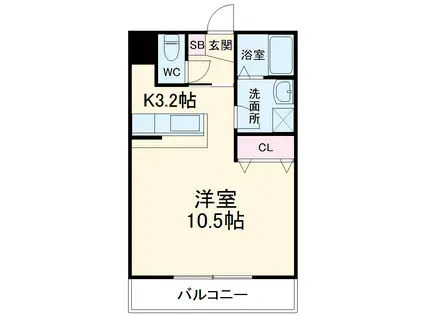 グランストーク篠ヶ瀬(1K/2階)の間取り写真